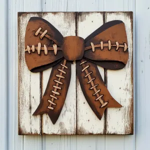 10" x 10" Football Laced Bow Sign TTE-039