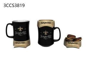 11oz. Ceramic Cup and Coaster Gift Set, New Orleans Saints,3ccs3819