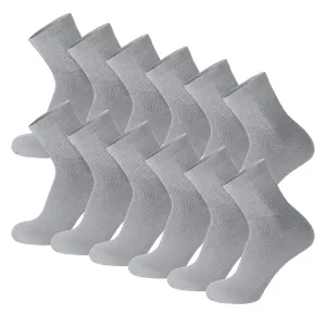 12 Pairs of Diabetic Cotton Athletic Sport Quarter Socks (Grey)