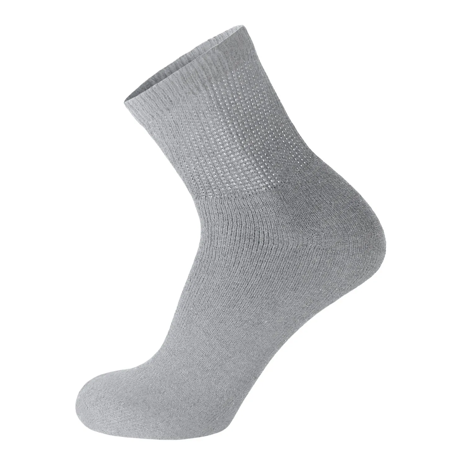 12 Pairs of Diabetic Cotton Athletic Sport Quarter Socks (Grey)