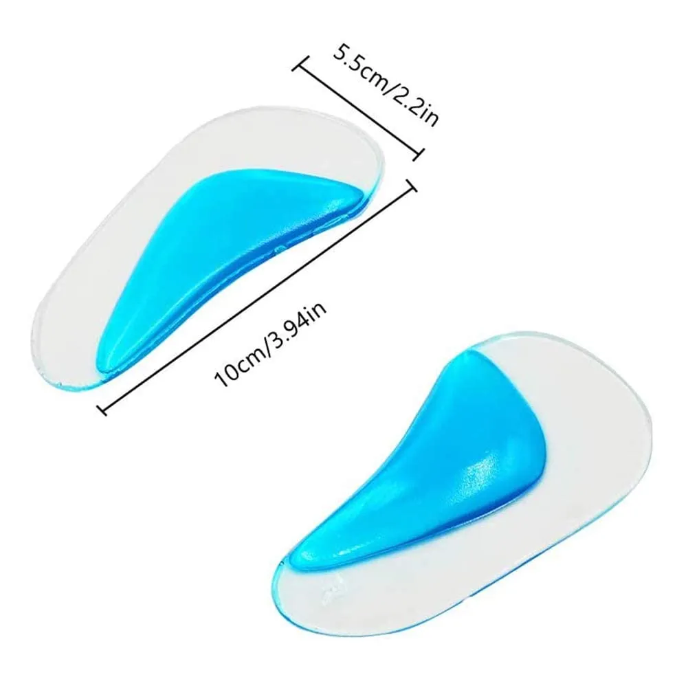 2 Pairs Gel , Silicone Orthopedic Flat Feet Orthotic, Insoles Plantar Fasciitis Shoe Arch Support Gel High Heel Inserts Cushion Pads for Women Men (Blue)