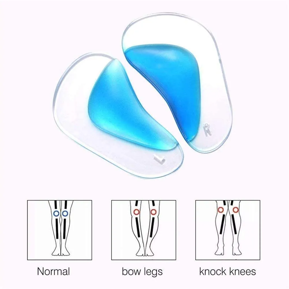 2 Pairs Gel , Silicone Orthopedic Flat Feet Orthotic, Insoles Plantar Fasciitis Shoe Arch Support Gel High Heel Inserts Cushion Pads for Women Men (Blue)