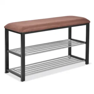 2 Tiers Shoe Storage Rack Soft Seat Bench