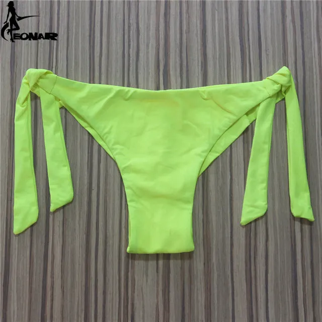 2017 Sexy Solid Thong Bikini Brazilian Cut Swimwear Women Bottom Adjustable Briefs Swimsuit Panties Underwear Thong Bathing Suit