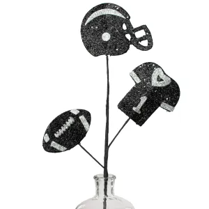 24" Glitter Helmet, Jersey, Football Pick: Black & Silver