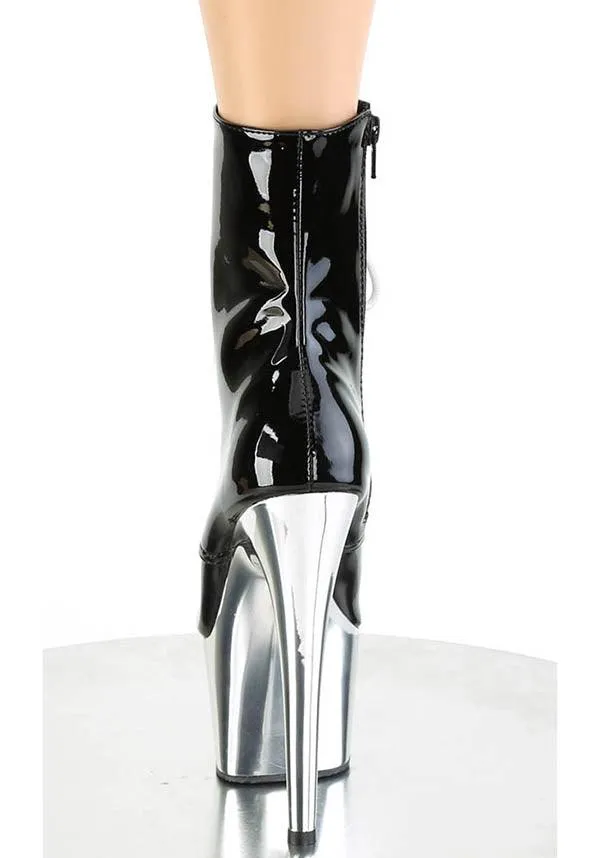 Adore-1020 [Black Patent/Silver Chrome] | PLATFORM HEELS [PREORDER]