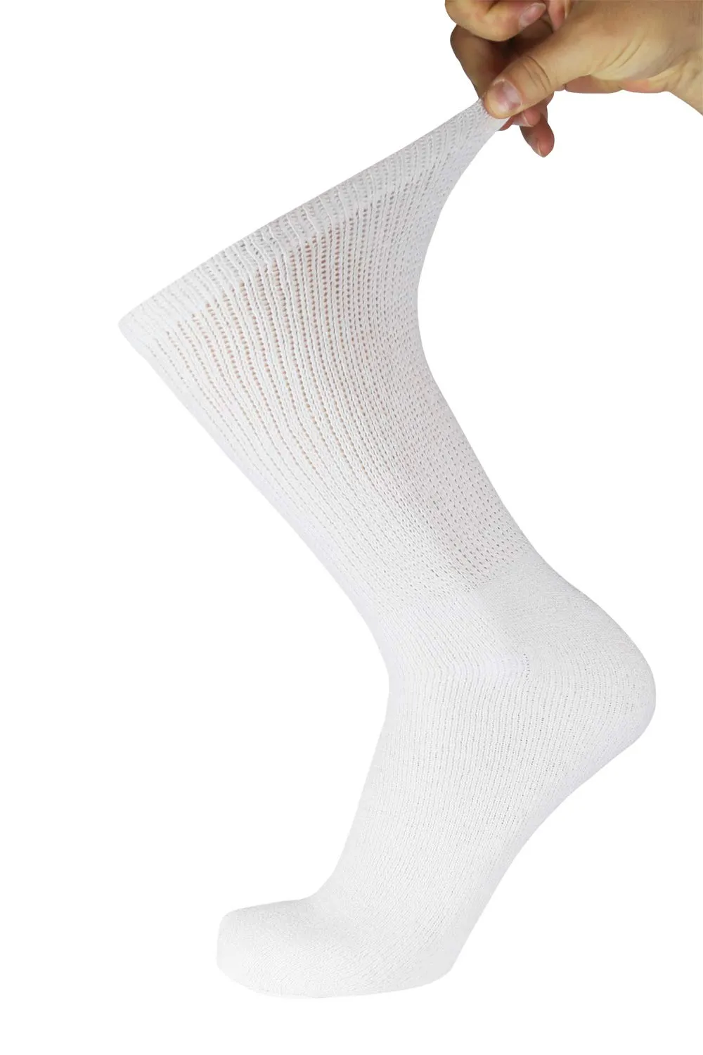 Big and Tall - 6 pairs of Diabetic Cotton Neuropathy Crew Socks, King Size Mens Athletic Crew Socks (13-16, White)