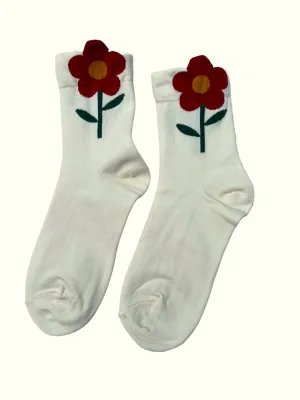 Big Flower (Cream) Women's Crew Sock