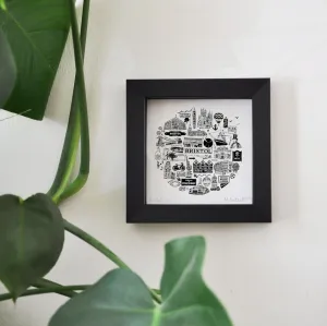 Bristol black and white framed mini-print