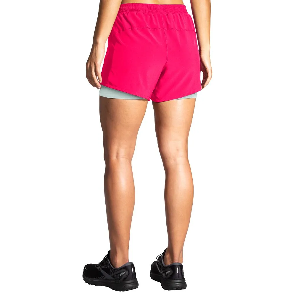 Brooks | Moment 5" 2-in-1 Short | Women's | Hyper Pink/Cool Mint