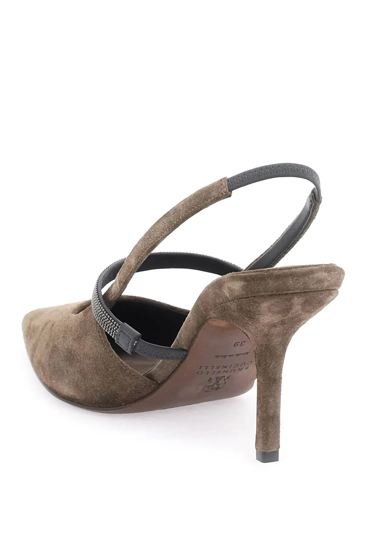 Brunello cucinelli slinback pumps with precious strap