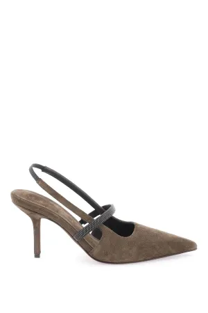 Brunello cucinelli slinback pumps with precious strap