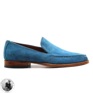 Buy Handmade Goodyear Welted Genuine Blue Suede Loafer Slip on Moccasin Men's Shoes