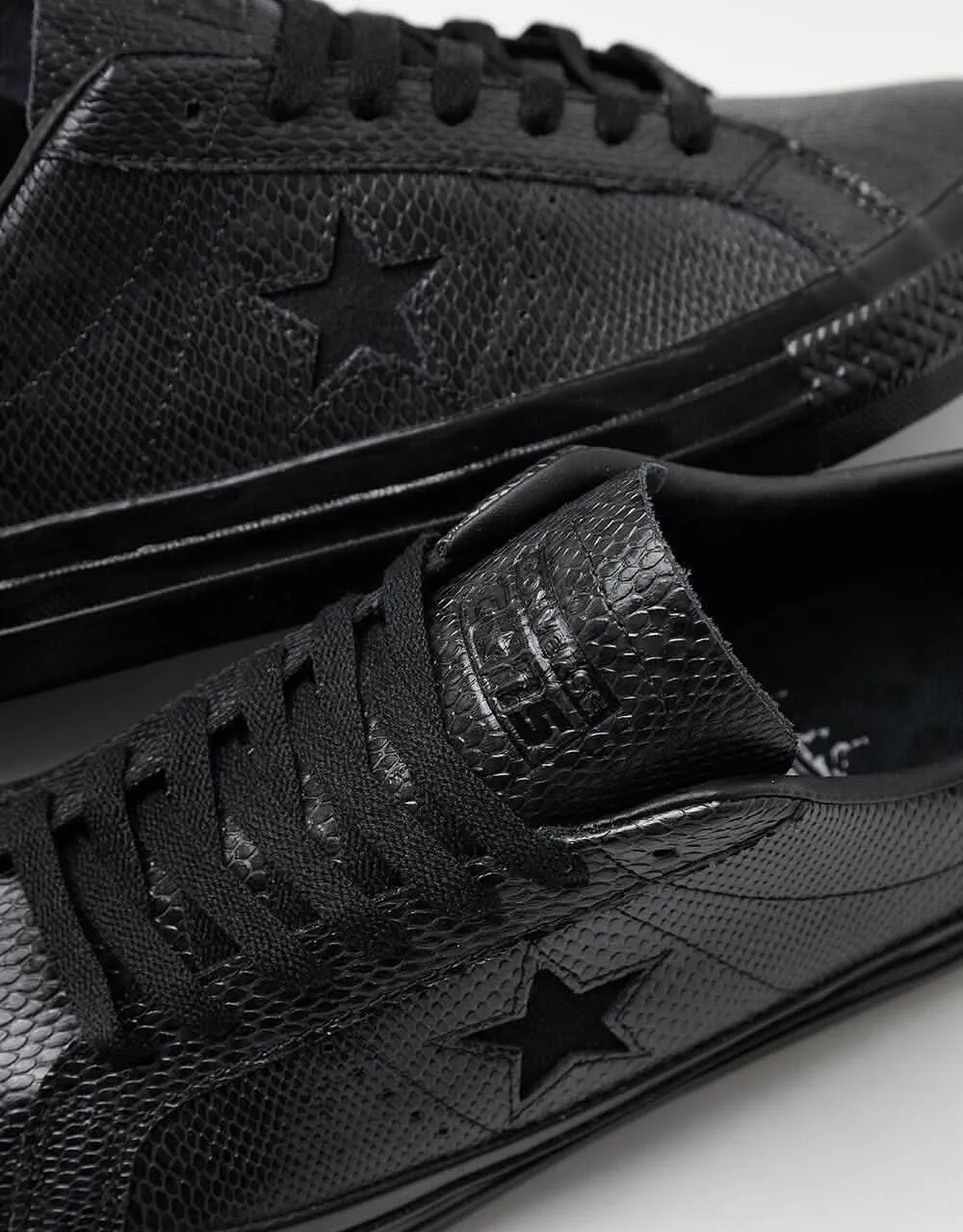 Converse One Star Pro Skate Shoes - Black/Black/White (Snakeskin)