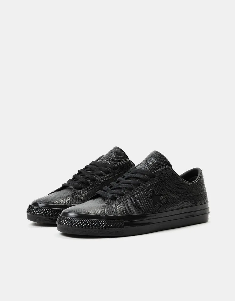 Converse One Star Pro Skate Shoes - Black/Black/White (Snakeskin)