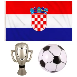 Croatia National Flag Metal Eyelets Inflatable Trophy, Football FIFA World Cup Celebration