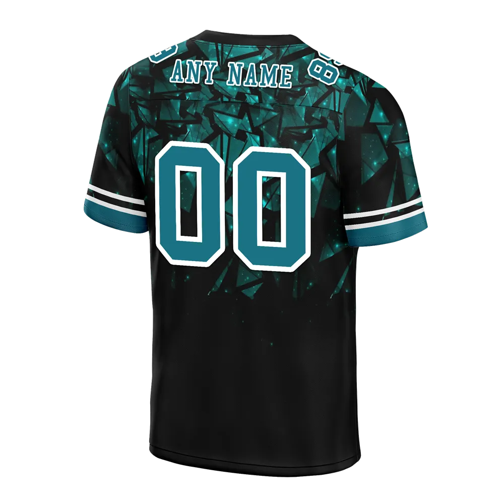 Custom Black 3D Pattern Aqua Personalized Authentic Football Jersey FBJ02-bc0faeb