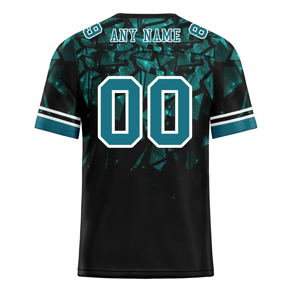 Custom Black 3D Pattern Aqua Personalized Authentic Football Jersey FBJ02-bc0faeb