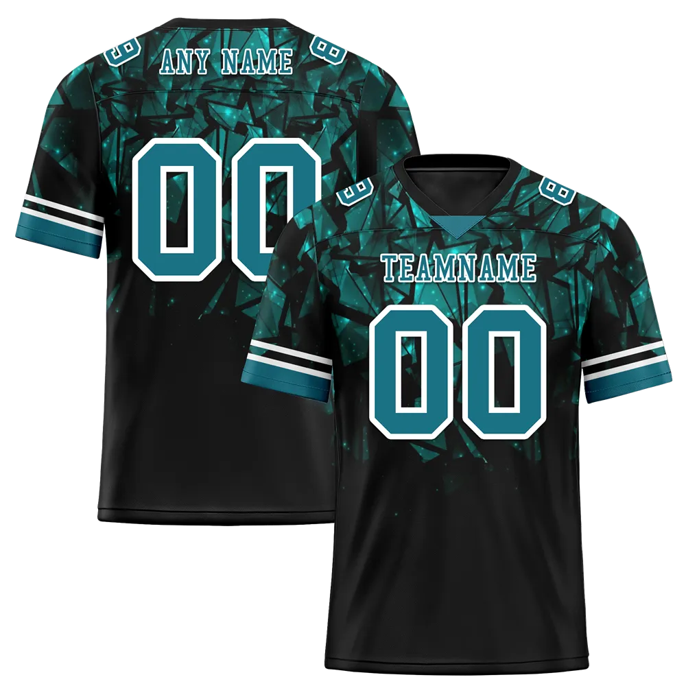 Custom Black 3D Pattern Aqua Personalized Authentic Football Jersey FBJ02-bc0faeb