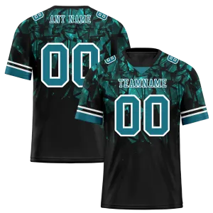 Custom Black 3D Pattern Aqua Personalized Authentic Football Jersey FBJ02-bc0faeb