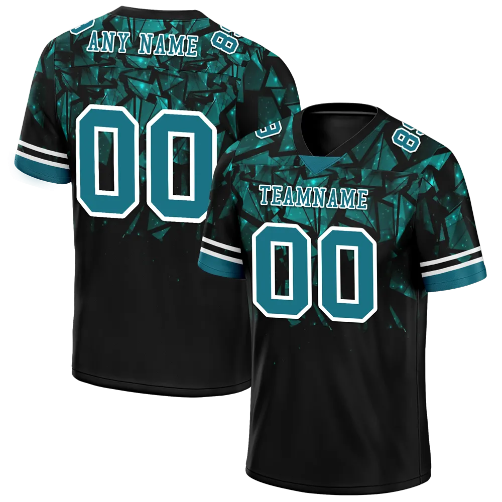 Custom Black 3D Pattern Aqua Personalized Authentic Football Jersey FBJ02-bc0faeb