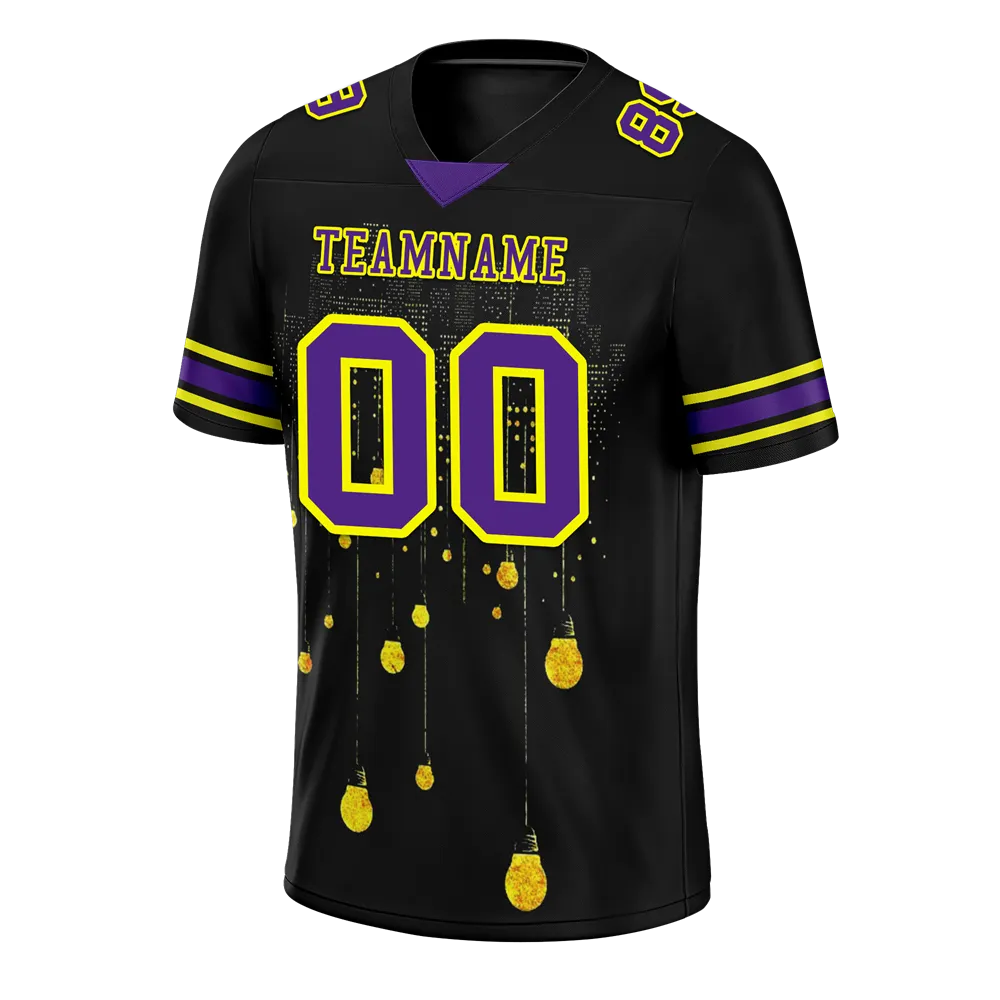 Custom Black Graffiti Pattern Purple Personalized Authentic Football Jersey FBJ02-bc0fac8