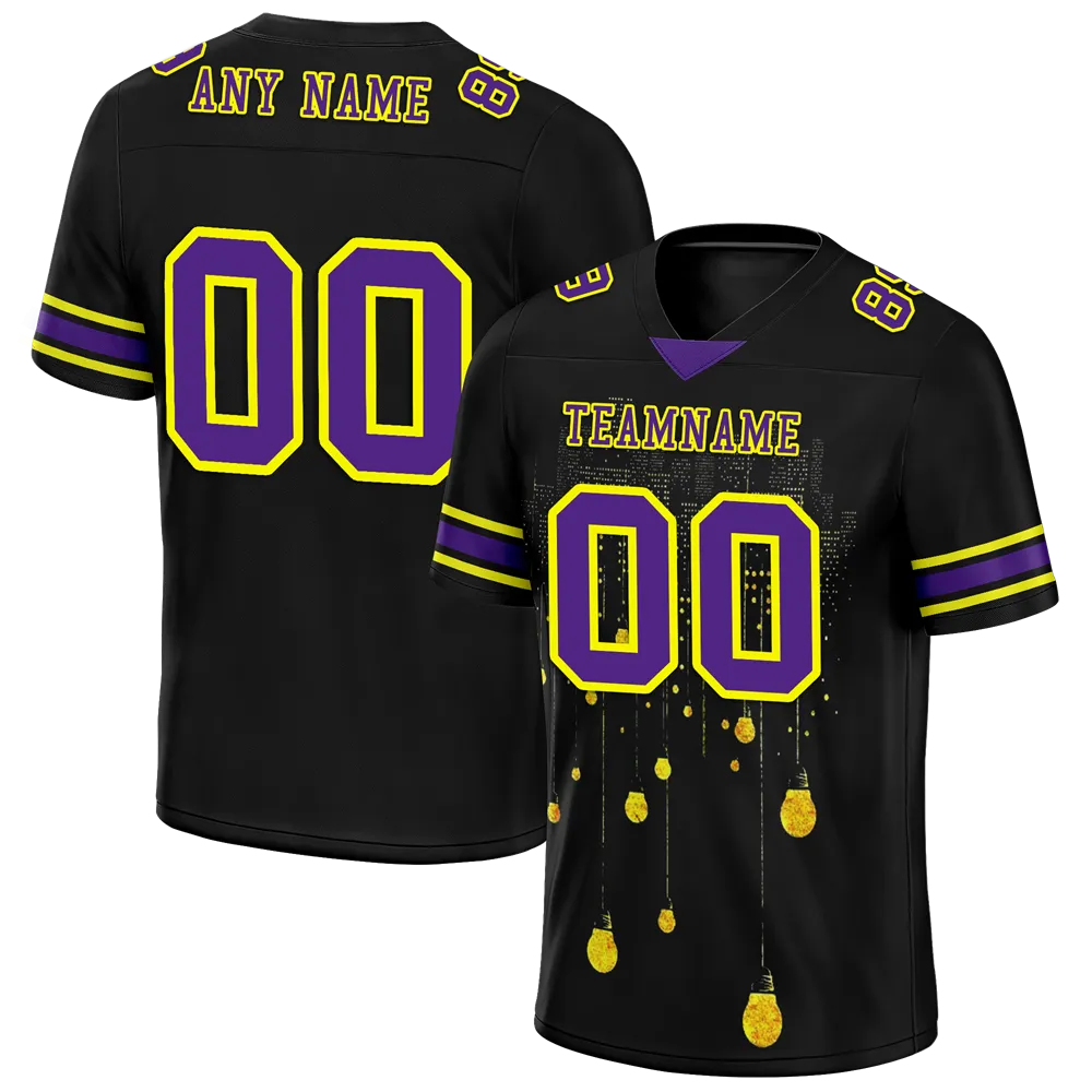 Custom Black Graffiti Pattern Purple Personalized Authentic Football Jersey FBJ02-bc0fac8