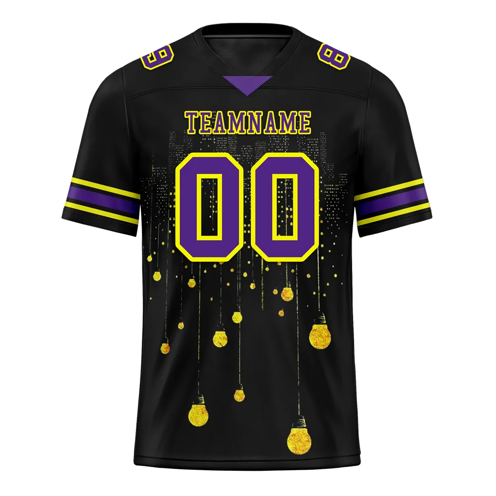 Custom Black Graffiti Pattern Purple Personalized Authentic Football Jersey FBJ02-bc0fac8