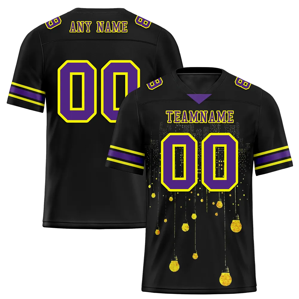 Custom Black Graffiti Pattern Purple Personalized Authentic Football Jersey FBJ02-bc0fac8