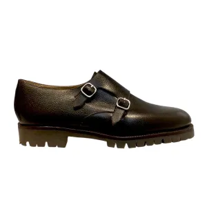 DERBY Double Buckle GRAIN CALF LEATHER TANK RUBBER SOLE