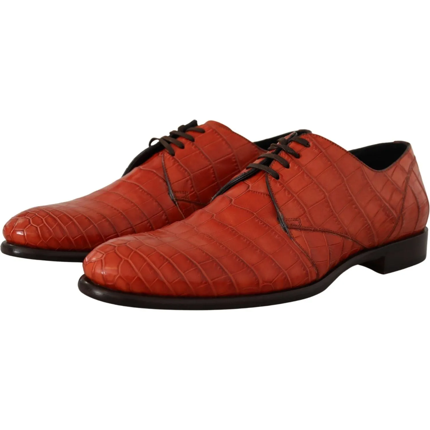 Dolce & Gabbana Exquisite Exotic Croc Leather Lace-Up Dress Shoes