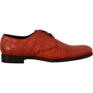 Dolce & Gabbana Exquisite Exotic Croc Leather Lace-Up Dress Shoes