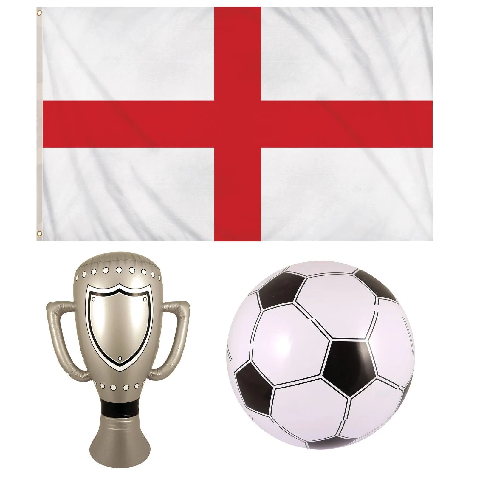 England St George's Cross Flag 5ft x 3ft Metal Eyelets Inflatable Trophy, Football FIFA World Cup Celebration