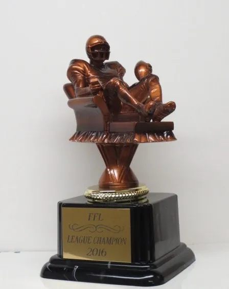 Fantasy Football League Trophy Award Armchair Quarterback Football Trophy League Winner 9" Custom Personalized Trophy Free Engraving