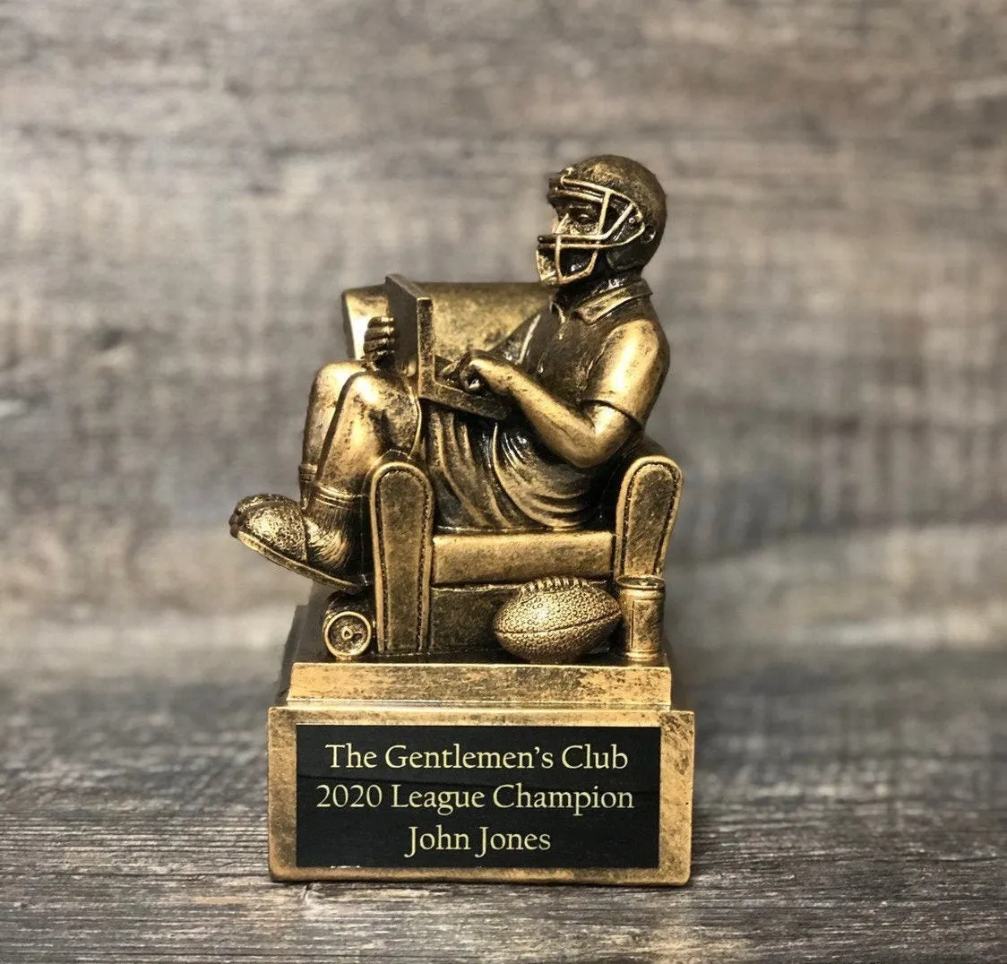 Fantasy Football League Trophy FFL Champ Champion Winner Fantasy League Sports Award Armchair Quarterback Free Engraving