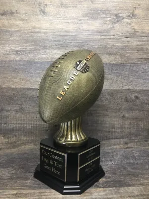 Fantasy Football Trophy Perpetual FFL Trophy Fantasy Football League Trophy 15" FULL SIZE Antique Gold Football Championship Trophy