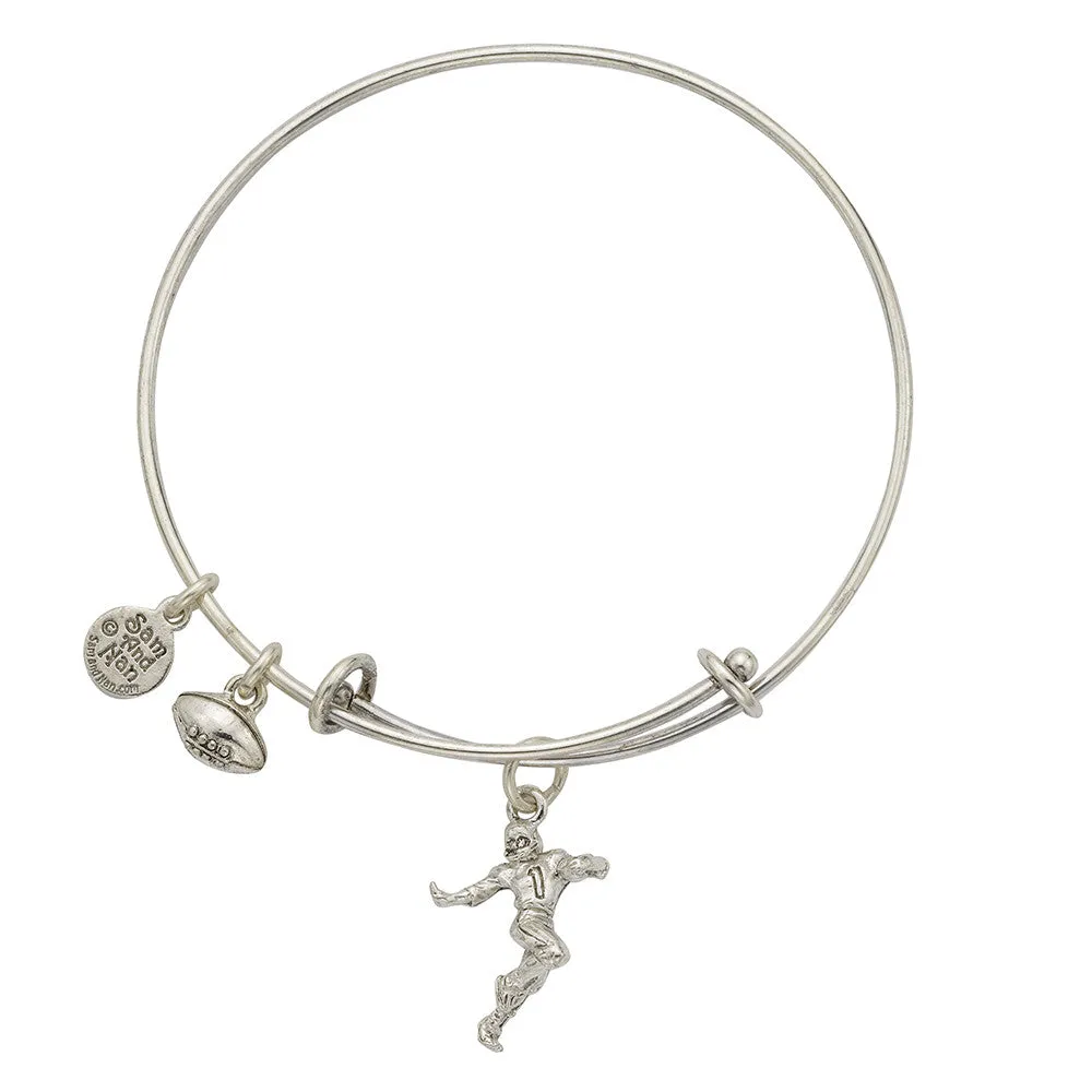 Football Player Charm Bangle Bracelet