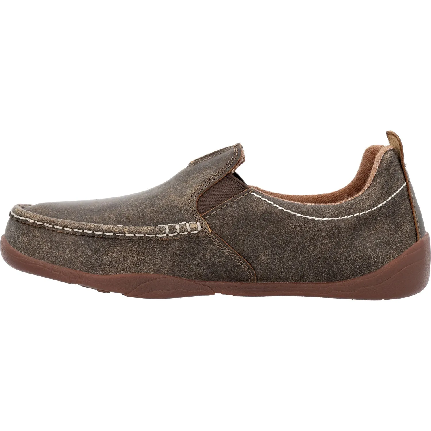 Georgia Mens Cedar Falls Moc Toe Brown Leather Slip-On Shoes