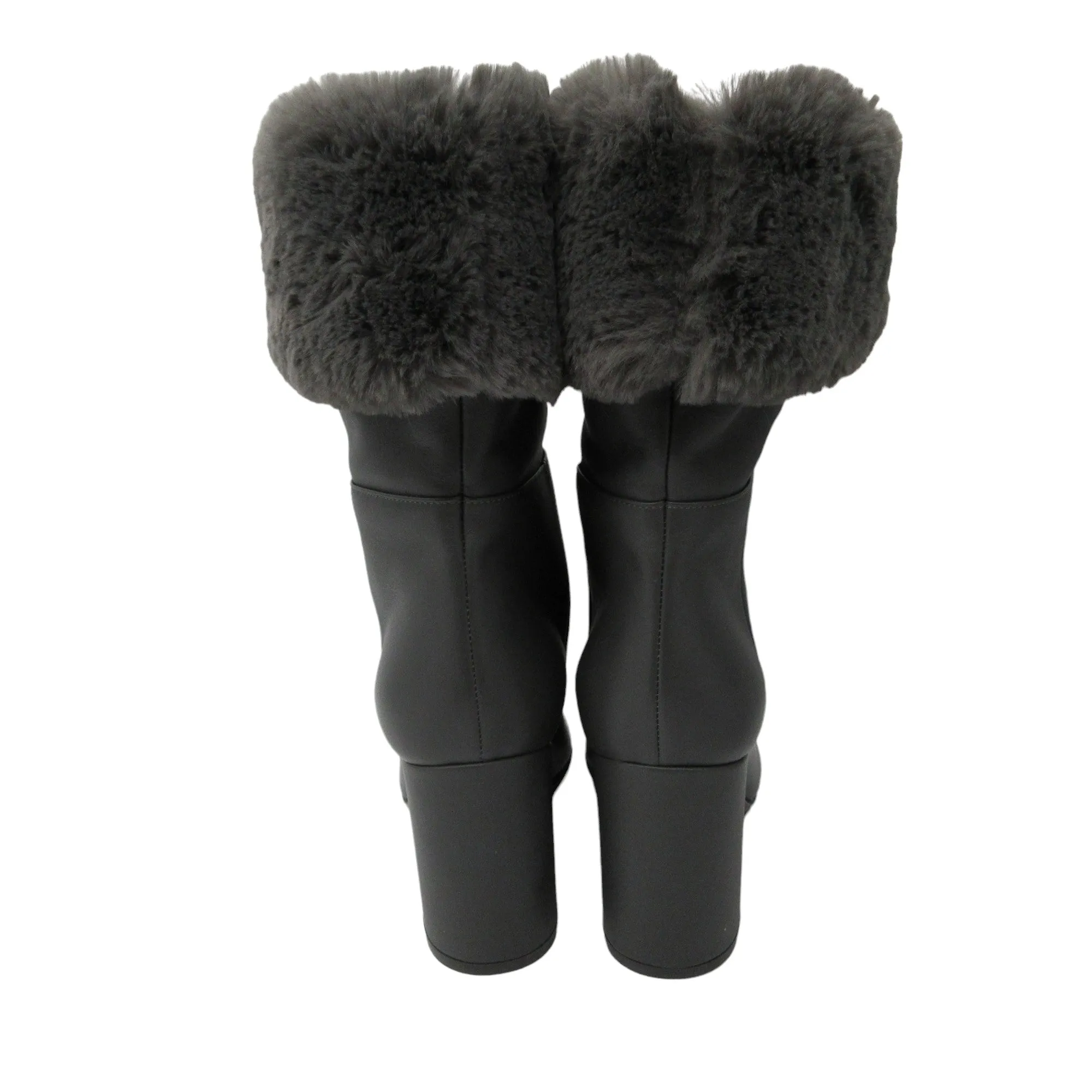 Gianvito Rossi Grey Boston Faux Fur Trimmed Leather Boots