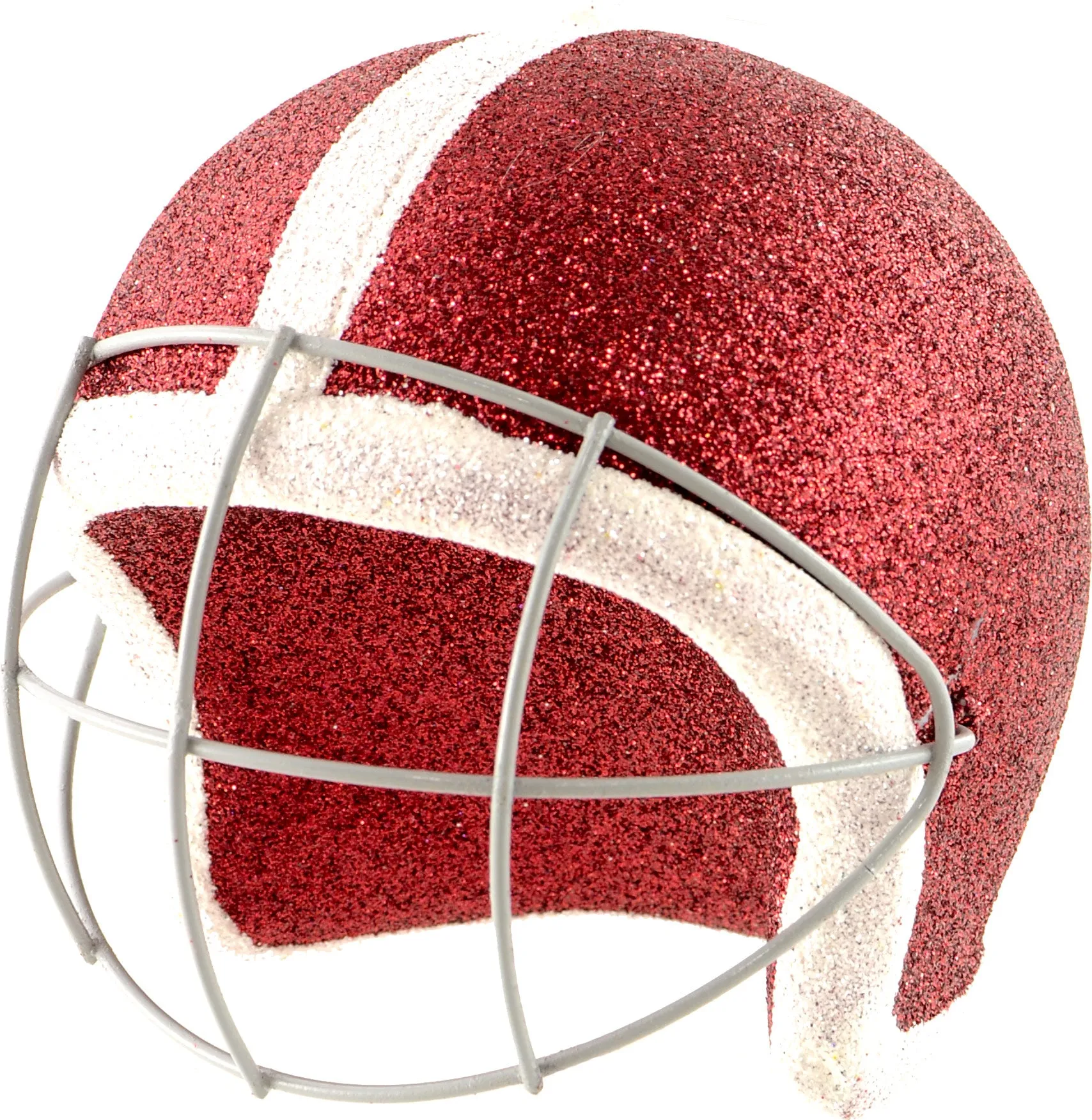 Glitter Football Ornament Assortment: Crimson & White (Set of 3)