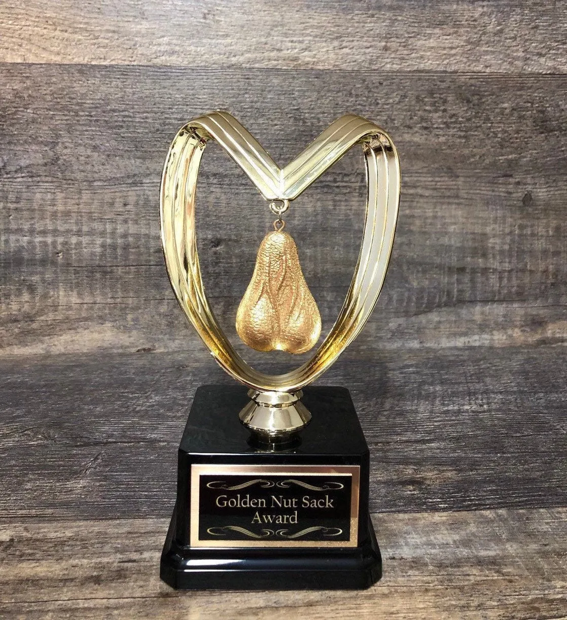 Golden Testicle Trophy Nut Sack Fantasy Football Loser Trophy Award Funny Trophy You Suck Balls Last Place FFL Sacko Adult Humor Gag Gift