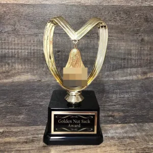 Golden Testicle Trophy Nut Sack Fantasy Football Loser Trophy Award Funny Trophy You Suck Balls Last Place FFL Sacko Adult Humor Gag Gift