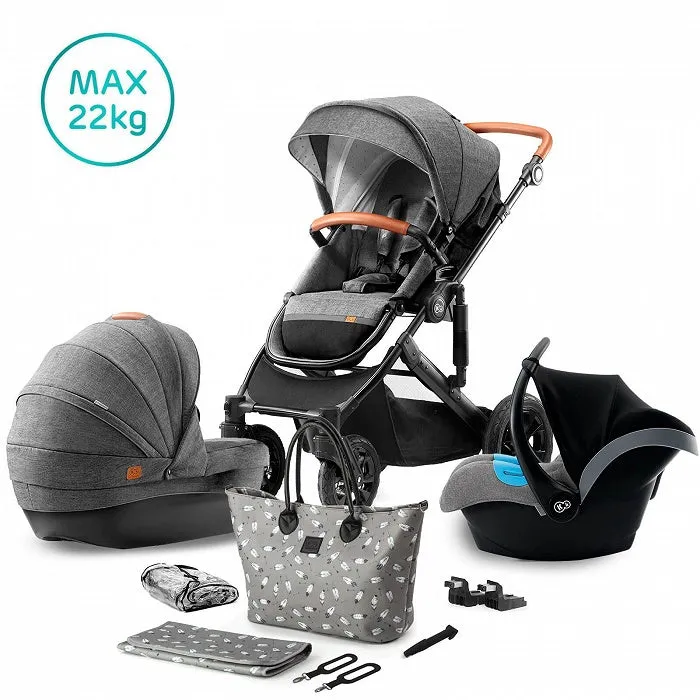 Kinderkraft Stroller Prime 2020 With Car Seat And Accessoriess 3 In 1 Grey   Mommy Bag