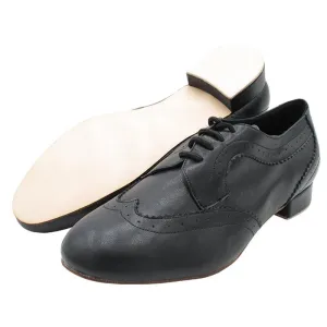 Men's 2cm Black Leatherette Heels Ballroom Dance Shoes