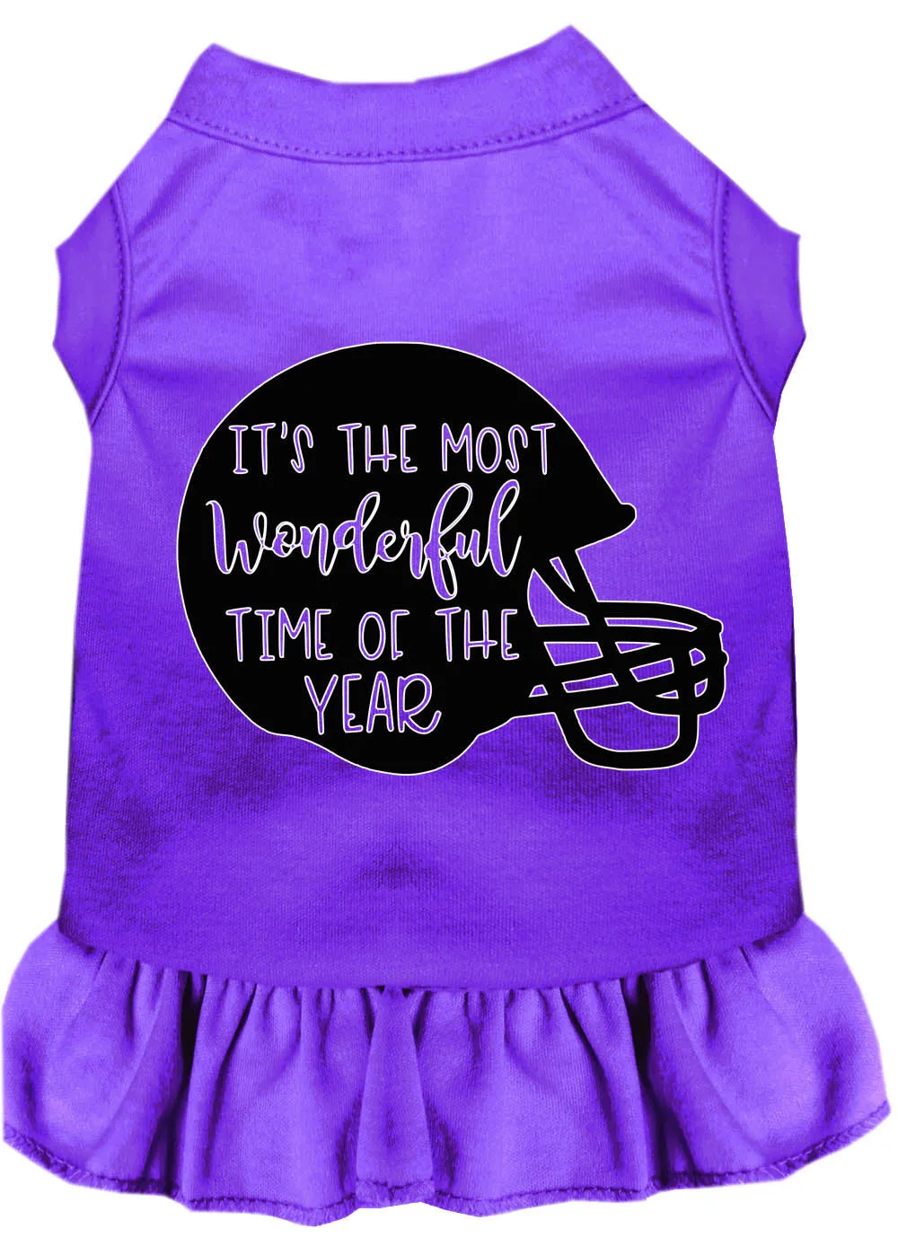 Most Wonderful Time Of The Year (football) Screen Print Dog Dress Purple Lg