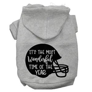 Most Wonderful Time Of The Year (football) Screen Print Dog Hoodie Grey L