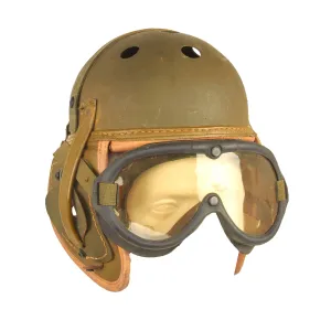 Original U.S. WWII M38 Tanker Helmet by Rawlings with Goggles - Size 6 ⅞