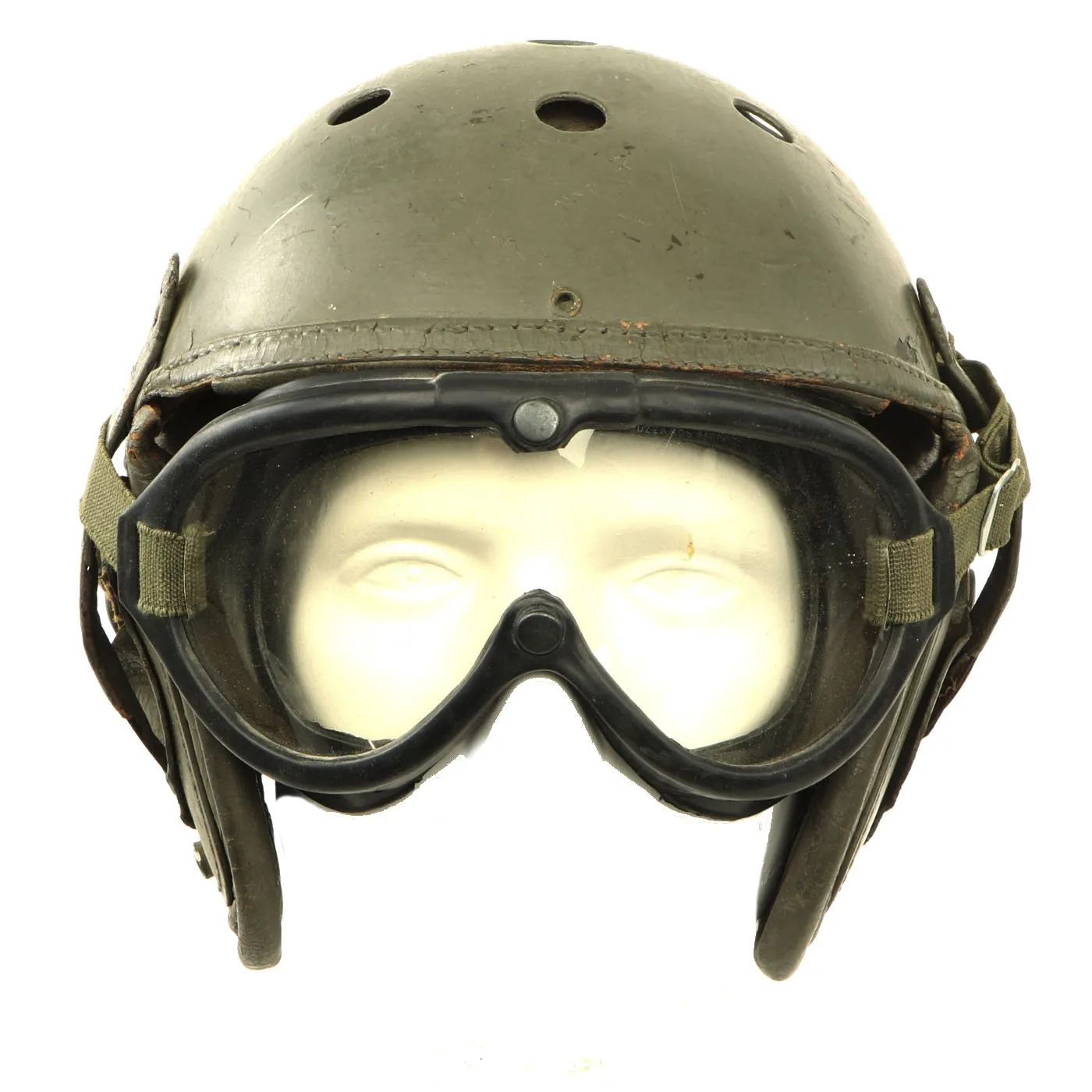 Original U.S. WWII Service Worn 2nd Type M38 Tanker Helmet by MSA with M-1944 Style Goggles