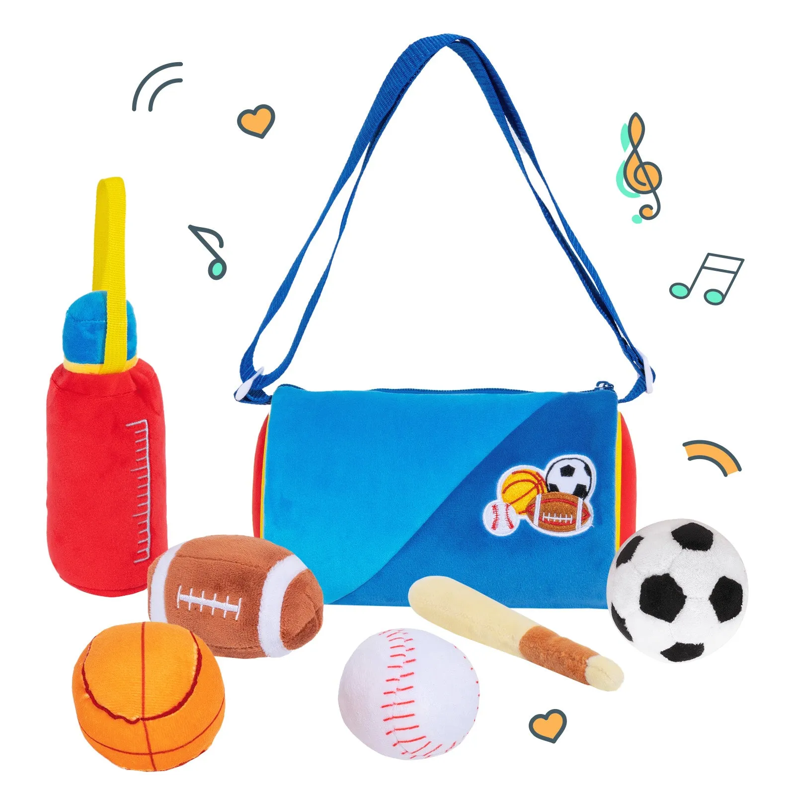 Personalized Baby's First Sports Bag Plush Playset Sound Toys Set