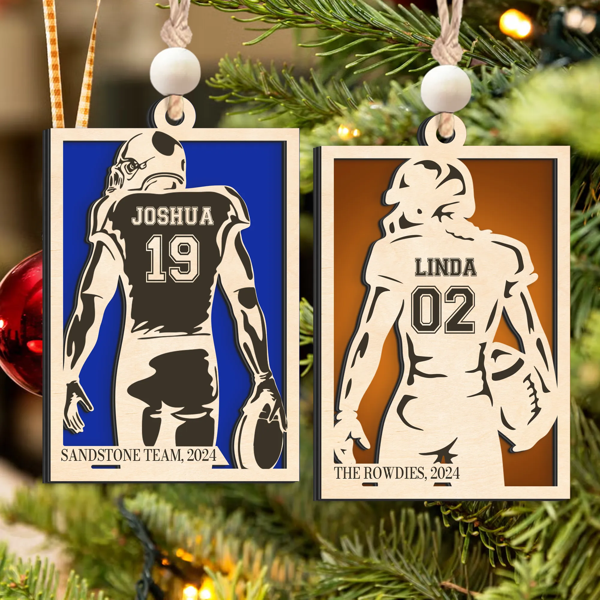 Personalized Football Ornament Gifts, Custom Football Ornament Wooden CF916